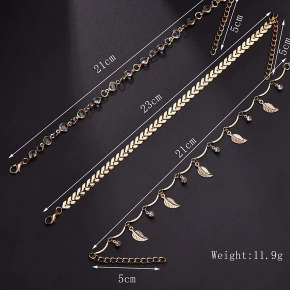 14k Gold 3 Layer Ankle Bracelet NWT - Picture 3 of 3